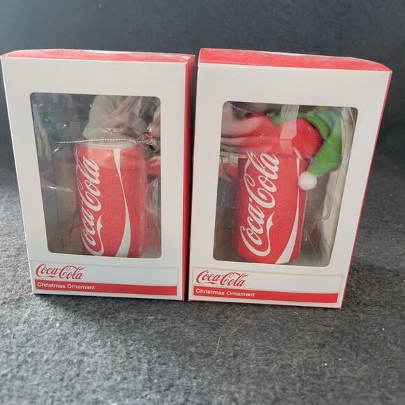 Coca-Cola Kurt Adler Coca-Cola Can with Santa Hat And Reindeer Ears Ornaments - Picture 1 of 6